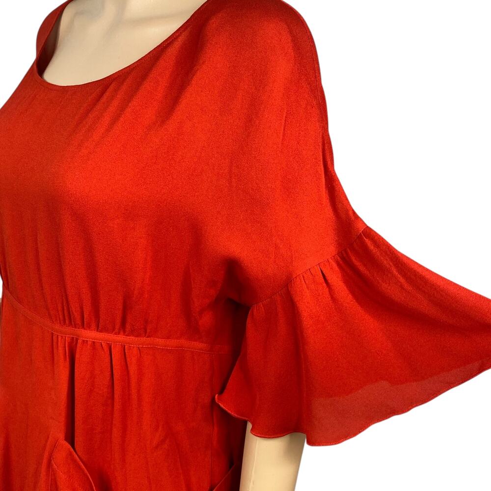 Stella McCartney Archival 2007 Burnt Orange Silk Chiffon Bell Sleeve Tunic Top S - Picture 4 of 11